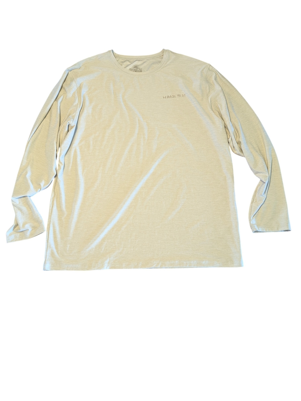 Hang Ten Men's Long Sleeve SPF 50 Crew Tee in Light Beige XL
